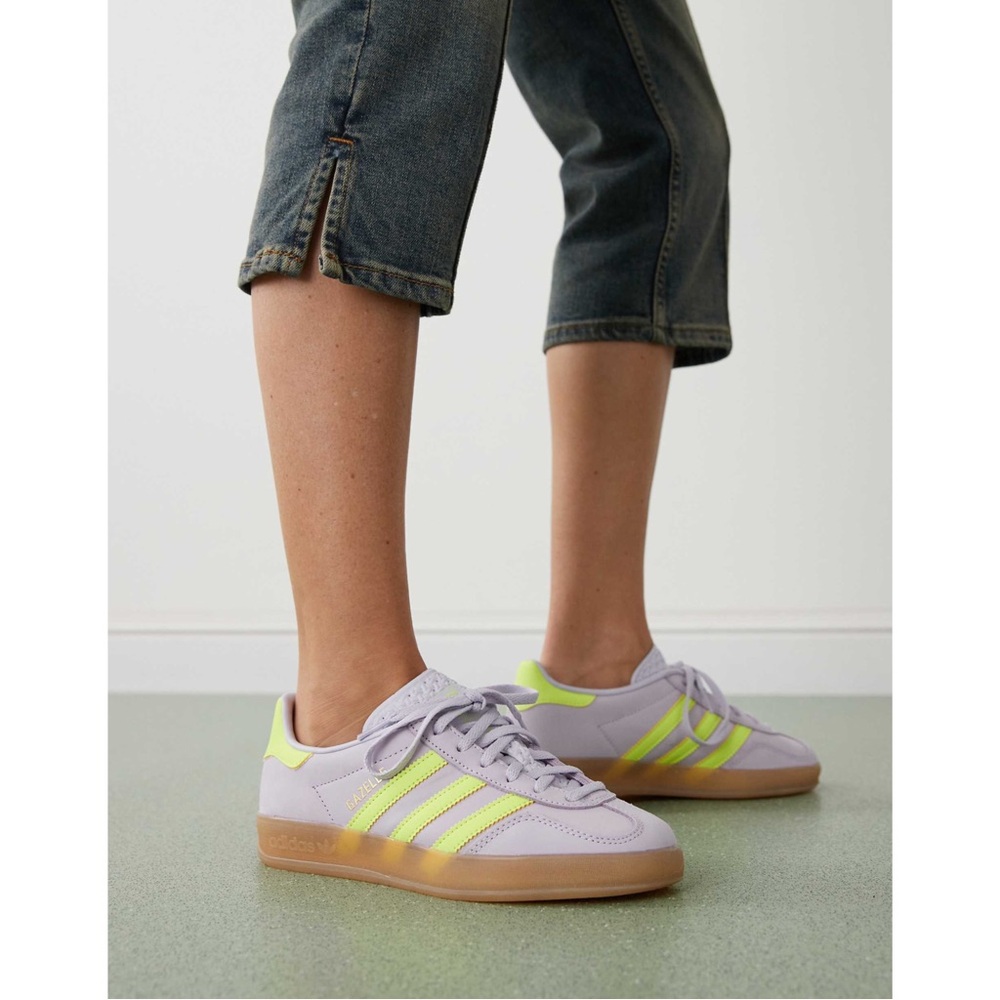 Adidas Gazelle Lilac Neon Yellow Sneakers 8 - Picture 2 of 10